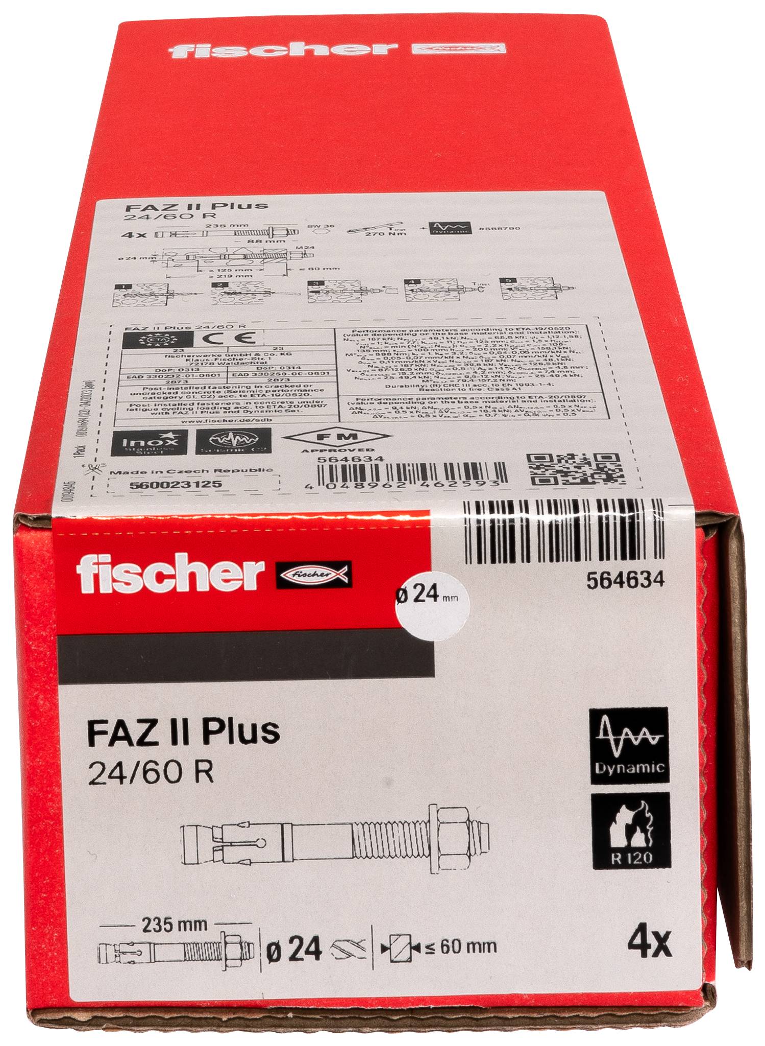 Fischer 564634 FAZ II Plus 24/60 R Ancoraggio a cuneo 235 mm 24 mm 4 pz.-2