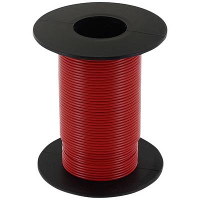 Bobina di plastica rossa con filo rosso, arrotolata tra due dischi neri.