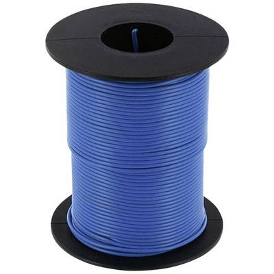 Cavo blu su una bobina nera. Utilizzato principalmente per installazioni elettriche e cablaggi.