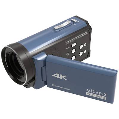 Videocamera 4K blu con display pieghevole; impermeabile fino a 15,4 metri. Modello: Aquapix WDV5630.