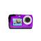 Una fotocamera subacquea viola con una foto di un subacqueo che fa il segno del pollice in su sott'acqua. Marcatura 'AQUAPIX W3048'.