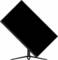Un monitor nero per computer è montato verticalmente su un supporto. Lo schermo non mostra alcun contenuto visibile.
