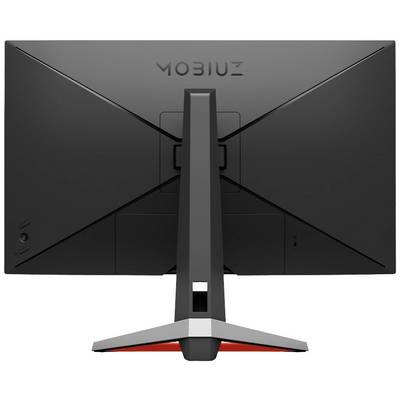 Retro di un monitor MOBIUZ con base centrale, diversi ingressi e un design moderno.