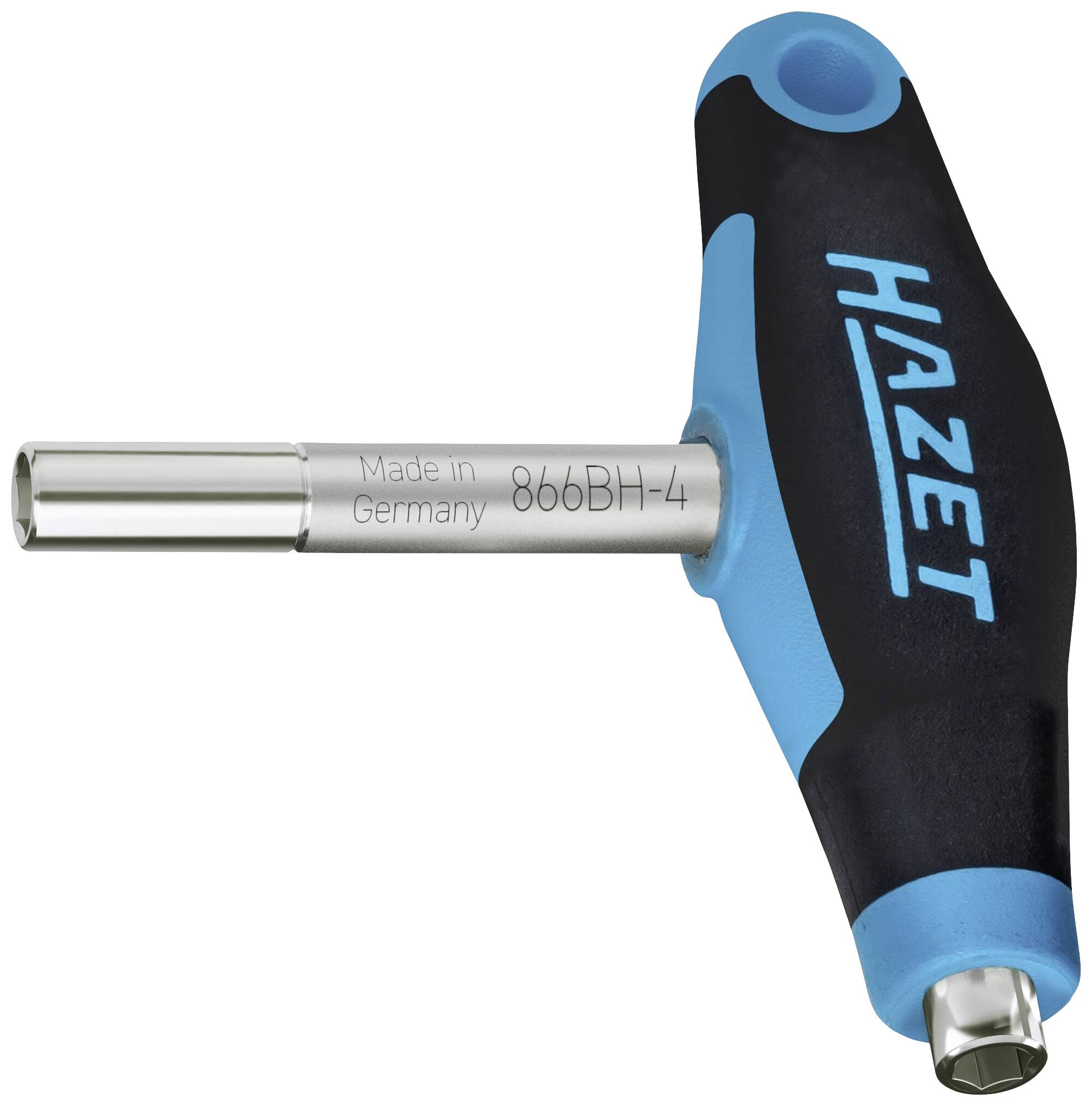 Cacciavite T-Griff del marchio Hazet, colore impugnatura blu e nero, con la scritta 'Made in Germany 866BH-4'.