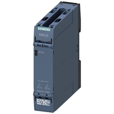 L'immagine mostra un dispositivo Siemens SIRIUS di colore blu scuro per il controllo di impianti elettrici, idoneo per tensioni da 24-240V AC/DC.