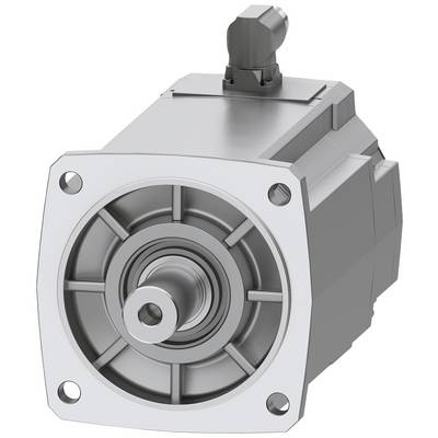 Un motore elettrico metallico con base rettangolare e involucro cilindrico, sei fori per viti e un mozzo centrale.
