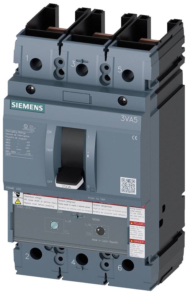 Siemens 3VA5212-5EF31-2AA0 Interruttore 1 pz. Regolazione (corrente): 100 - 125 A Pezzo