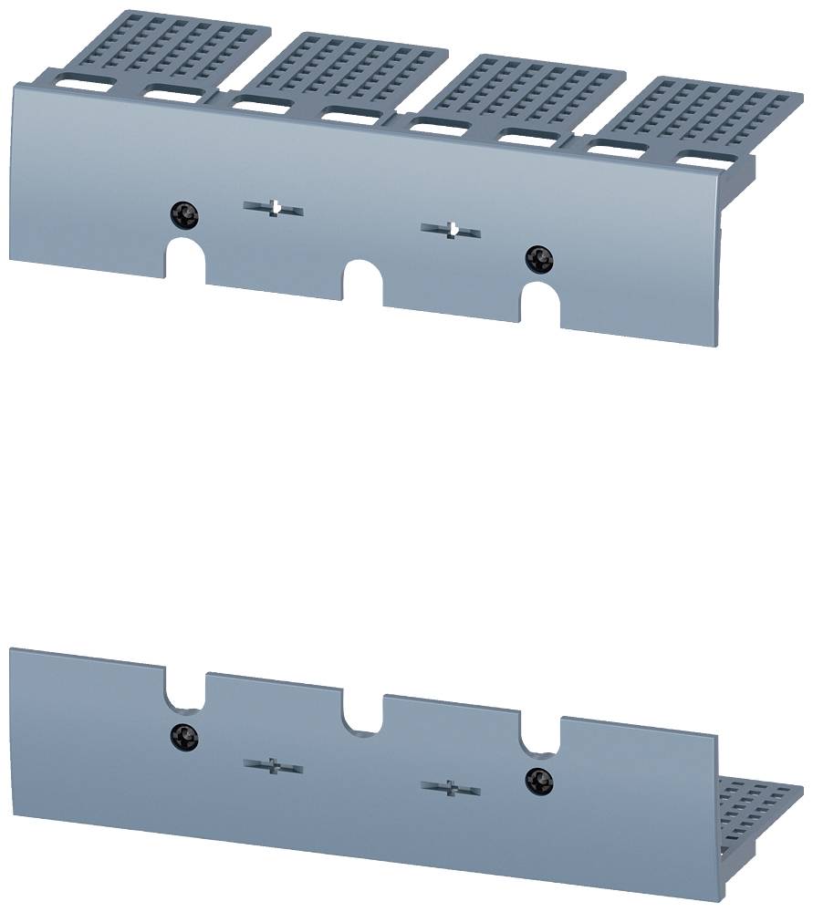 Due staffe metalliche: quella superiore con design forato e quella inferiore liscia. Entrambe sono fissate con viti.