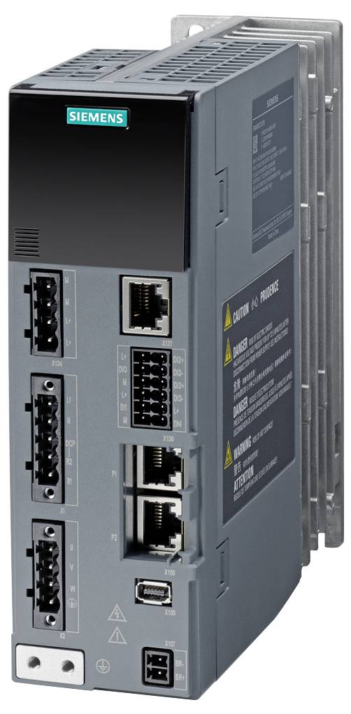 Un router industriale Siemens grigio con diverse porte Ethernet e USB. Ha una struttura di raffreddamento metallica sul retro.