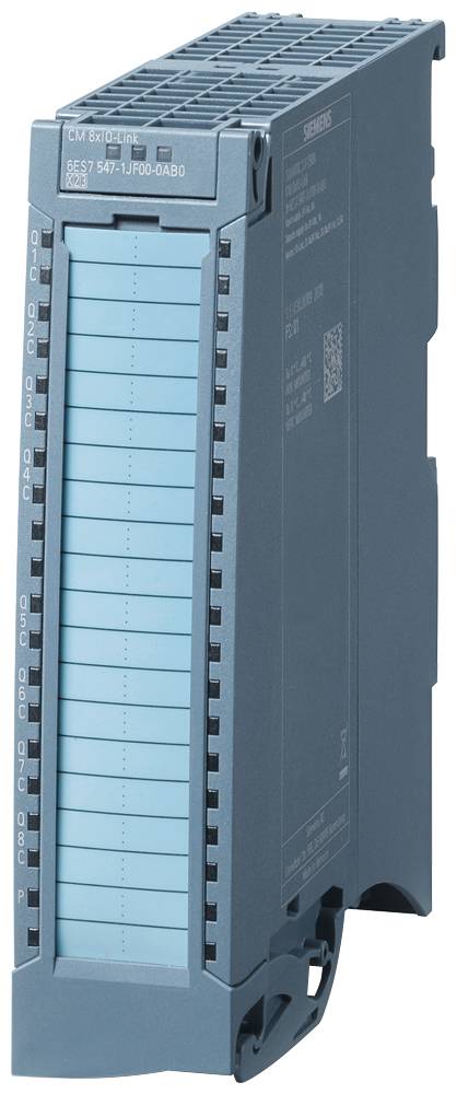 Modulo di controllo industriale in custodia grigia con elementi blu, che mostra slot e aree di connessione per l'automazione.