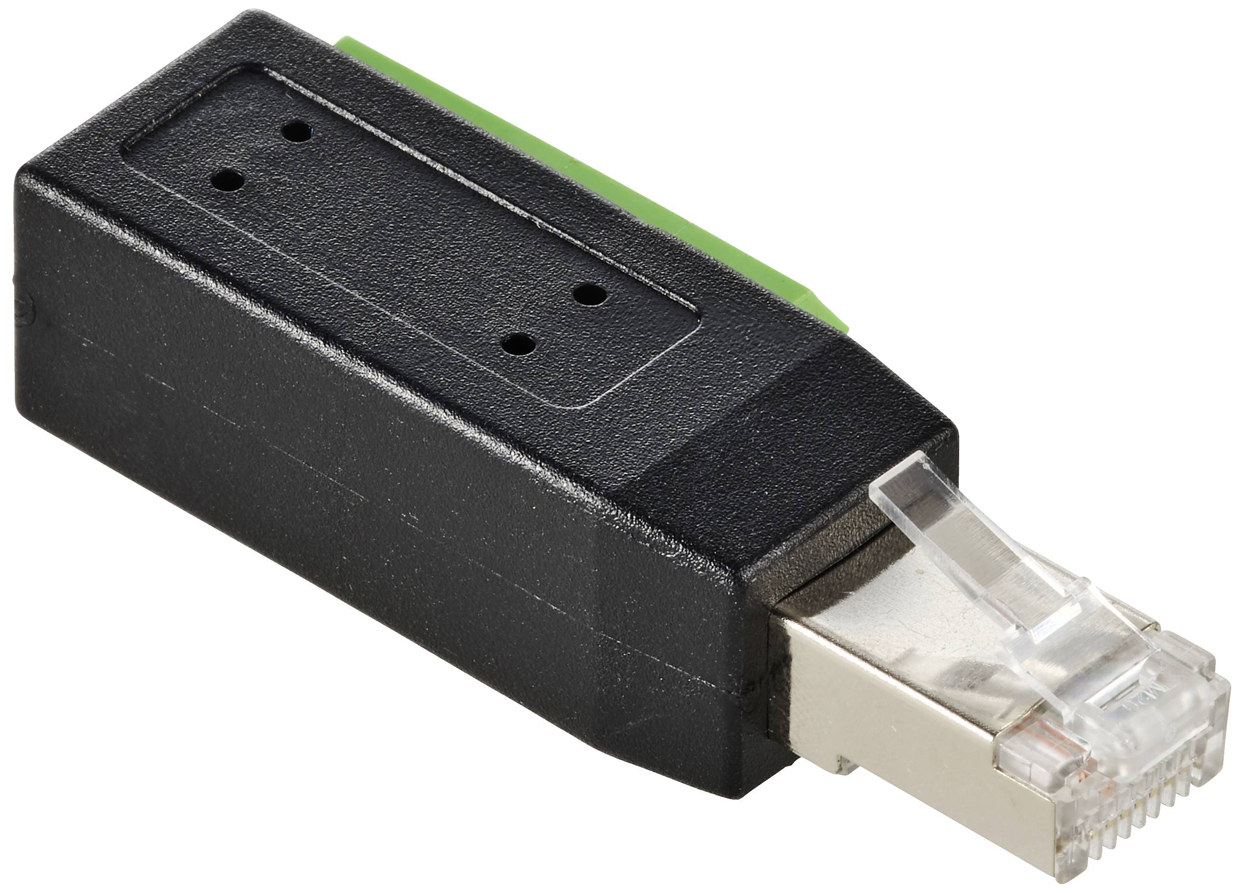 Un adattatore con una spina RJ45 su un lato e un alloggiamento rettangolare sull'altro. Utilizzato principalmente nelle reti informatiche.