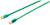 Cavo Ethernet verde con connettori RJ45 su entrambe le estremità, adatto per reti e connessioni internet.
