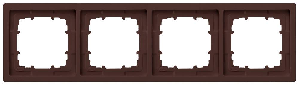 Cornice quadrupla in marrone, adatta per interruttori o prese elettriche, in disposizione rettangolare.