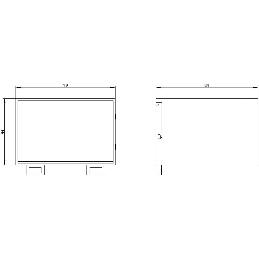 Disegno tecnico di una scatola rettangolare con dimensioni: a sinistra 95 cm di altezza e 95 cm di larghezza, a destra 105 cm di lunghezza.