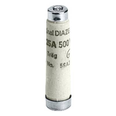 'Fusibile ceramico con scritta 25A 500V, utilizzato nei circuiti elettrici per la protezione da sovracorrente.'