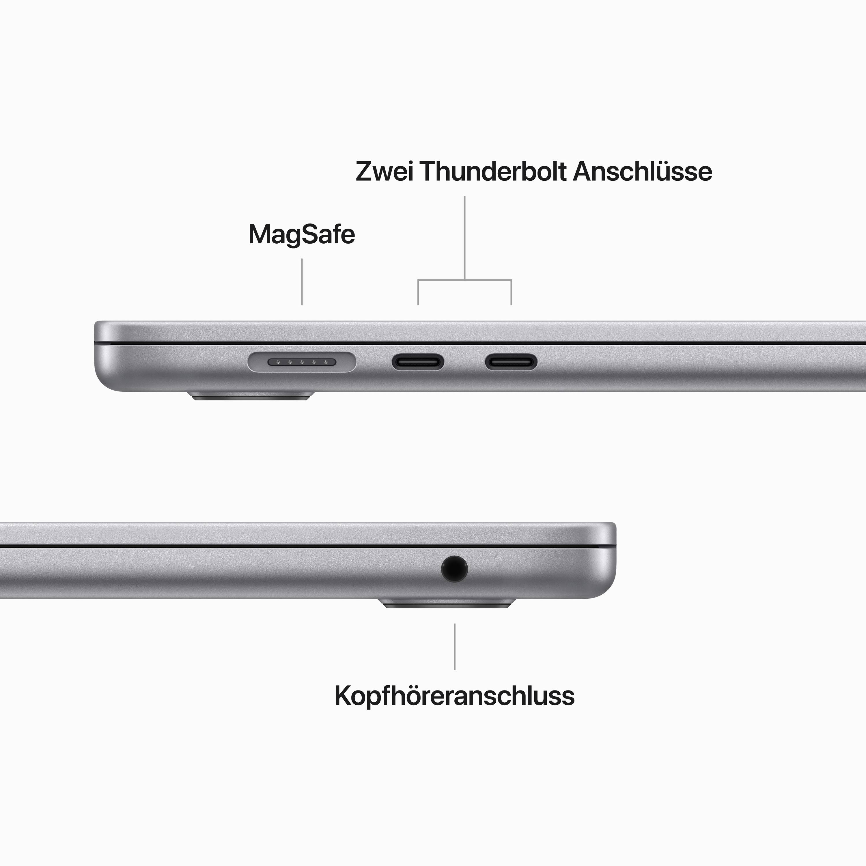 Apple MacBook Air 15 (M2, 2023) 38.9 cm (15.3 pollici) 8 GB RAM 512 GB SSD 8‑Core CPU 10-Core GPU Grigio Siderale MQKQ3D-4