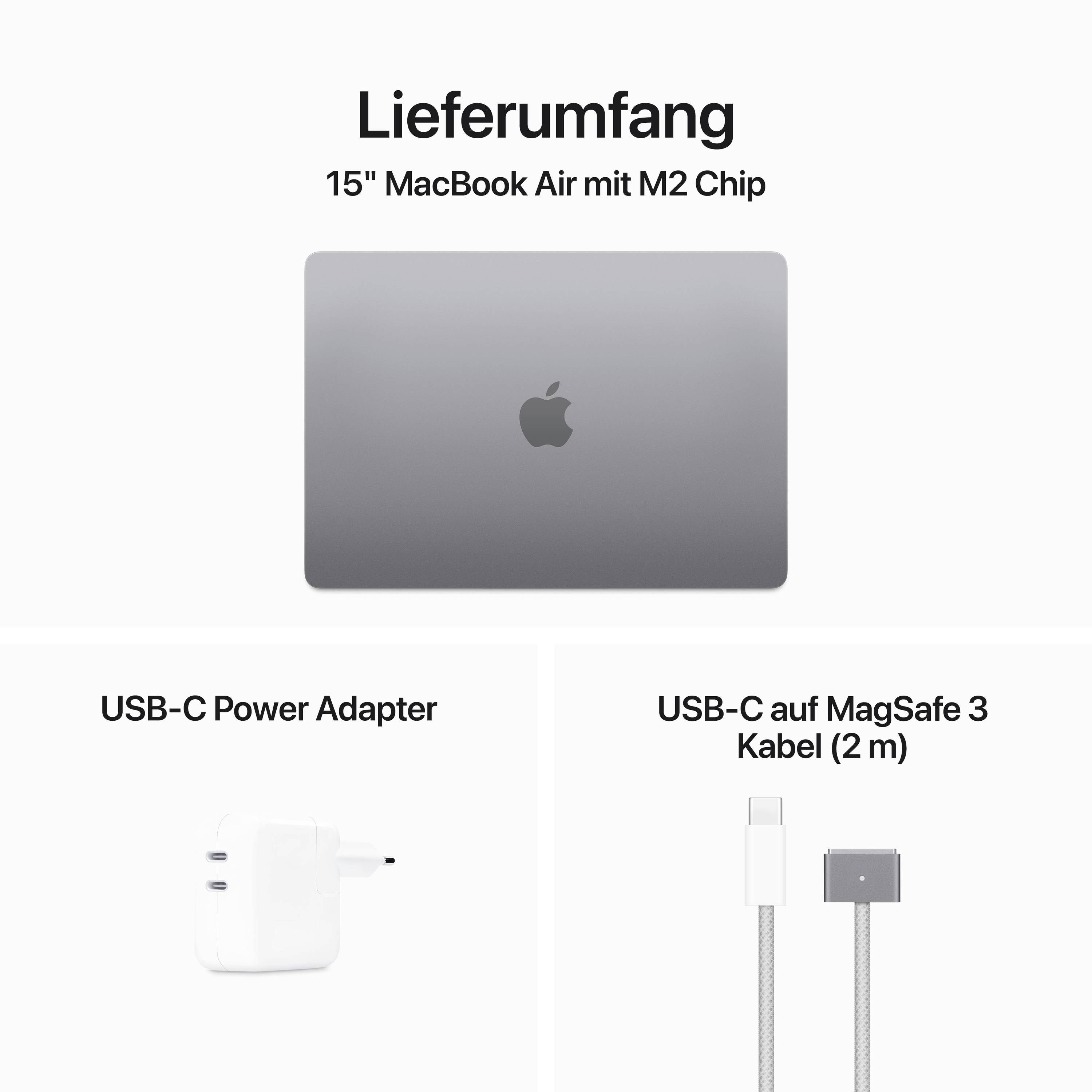Apple MacBook Air 15 (M2, 2023) 38.9 cm (15.3 pollici) 8 GB RAM 512 GB SSD 8‑Core CPU 10-Core GPU Grigio Siderale MQKQ3D-10