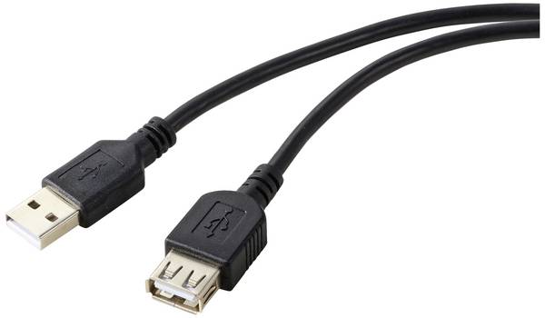 Renkforce Cavo USB USB 2.0 Presa USB-A, Spina USB-A 0.50 m Nero guaina in PVC RF-5771510