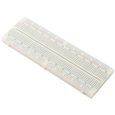 Breadboard con file e colonne numerate per il collegamento di componenti elettronici.