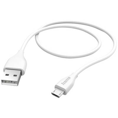 Un cavo USB bianco con connettore USB-A e connettore Micro-USB.