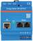 Dispositivo di misurazione energetica blu con due porte Ethernet e indicatore di stato a LED. Contrassegnato con 'Energy Meter VM-3P75CT'.