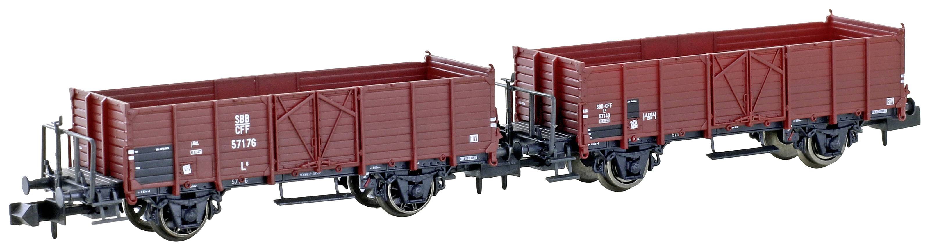N Kit da 2 vagoni merci aperti L6 delle FFS Hobbytrain H24351