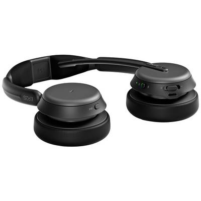 Cuffie wireless nere con archetto regolabile, padiglioni imbottiti e comandi laterali. Ideali per la musica.