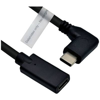 Cavo USB-C nero con connettore ad angolo e etichetta 'Solo dati/video - Nessuna ricarica', che indica l'impossibilità di caricare dispositivi.