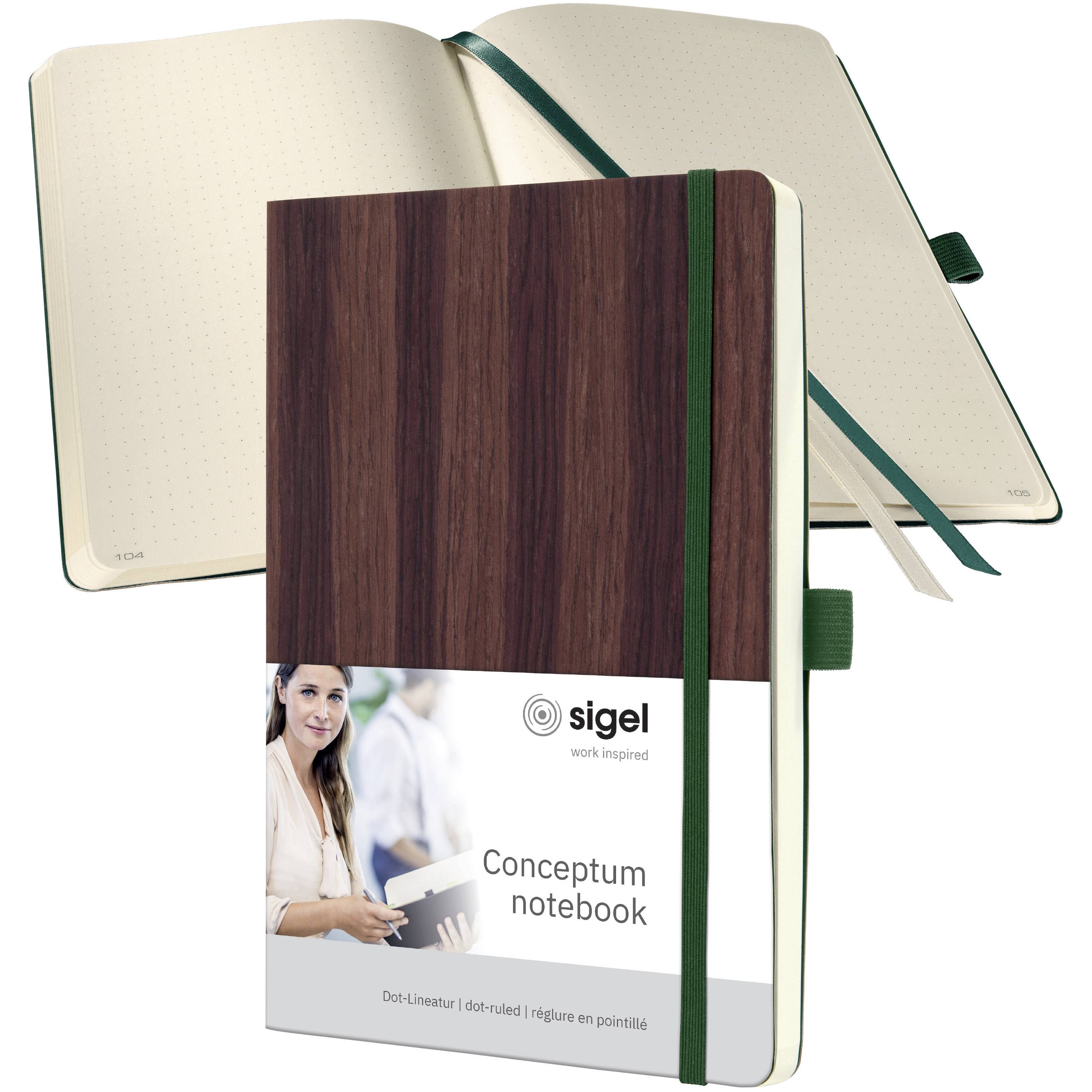 Quaderno Sigel con copertina effetto legno e rigatura a punti. Perfetto per la pianificazione o per idee creative.