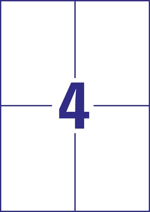 Il numero quattro in grande carattere blu su sfondo bianco con una sottile cornice blu.