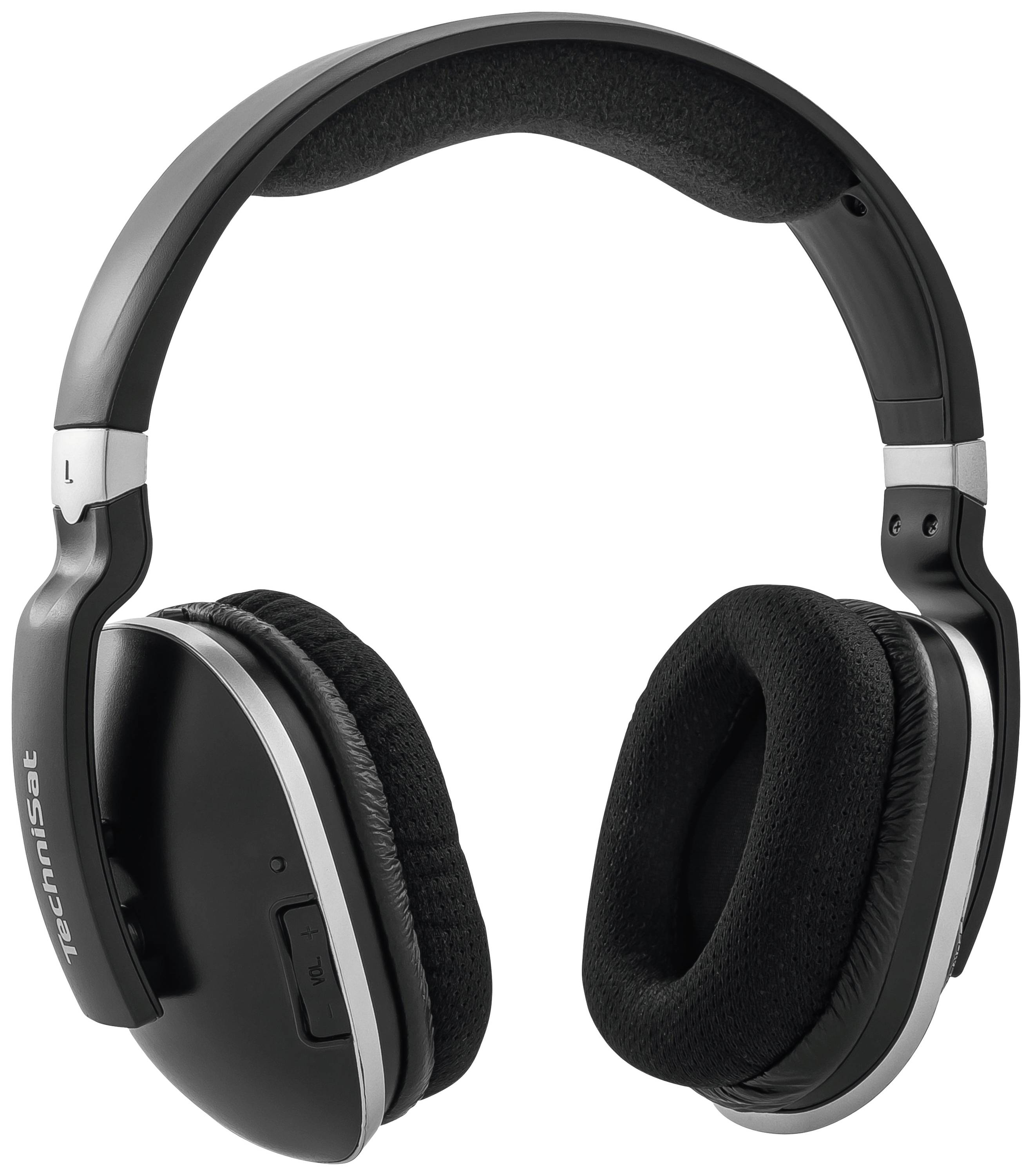 'Cuffie over-ear nere con morbidi cuscinetti auricolari e archetto imbottito, ideali per l'ascolto confortevole per periodi prolungati.'