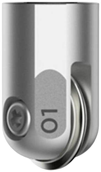 Rullo metallico con vite di fissaggio e il numero '01' sul lato.