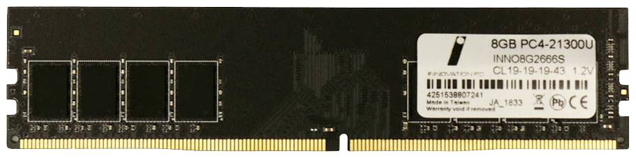 Un modulo RAM PC DDR4 da 8GB con dati tecnici specifici su un'etichetta, compresi i dettagli del produttore e il numero di serie.