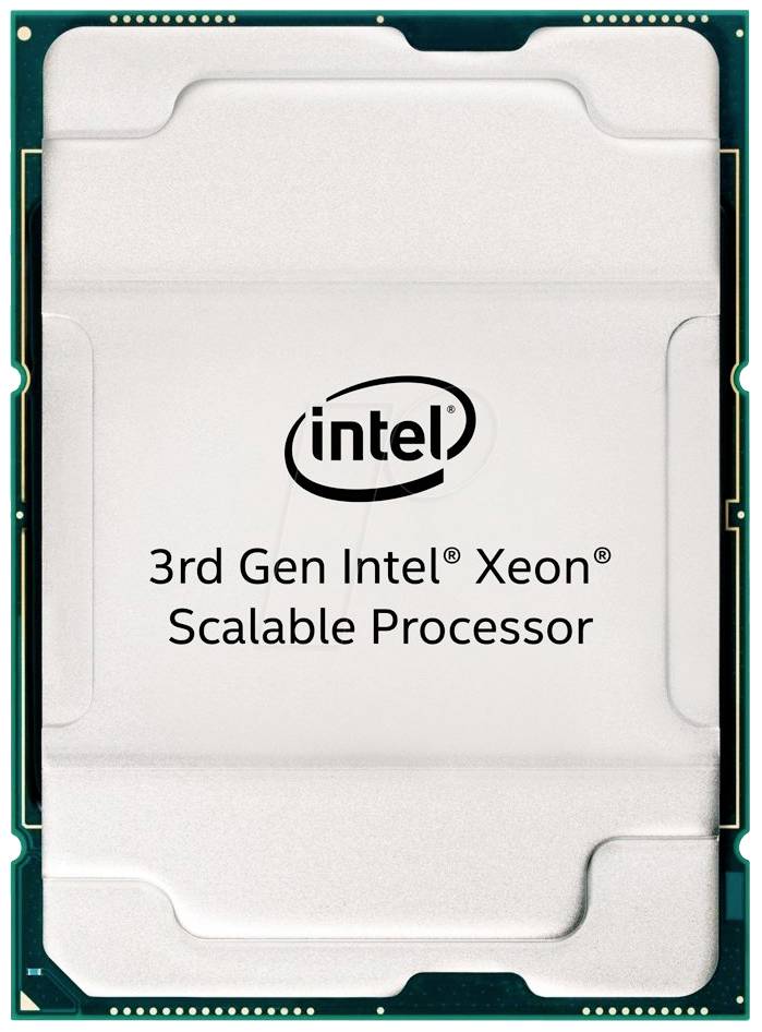 Un processore con la scritta '3rd Gen Intel Xeon Scalable Processor' indica il modello e il marchio di un processore per computer.