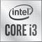 Logo 'Intel CORE i3' su sfondo argentato con quadrati a pixel distribuiti.