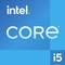 Logo Intel con scritta 'CORE' su sfondo blu, con un quadrato azzurro chiaro in basso a destra recante la scritta 'i5'.