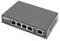 Switch di rete nero compatto con cinque porte Ethernet, adatto all'utilizzo in piccoli uffici o postazioni home office per la connessione di rete.