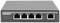 Un interruttore di rete grigio con cinque porte Ethernet, contrassegnate da '1' a '5'. La porta '5' è etichettata come 'PoE IN'.