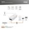 Diagramma dello Splitter Gigabit PoE 'Digitus DN-95132': mostra l'ingresso di alimentazione, la porta Ethernet per dati e corrente, si collega a switch e dispositivi come WAP, telecamera IP, telefono VoIP.