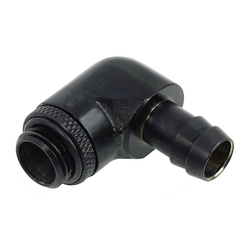 Un connettore rapido per gas in alluminio nero, a forma rettangolare.