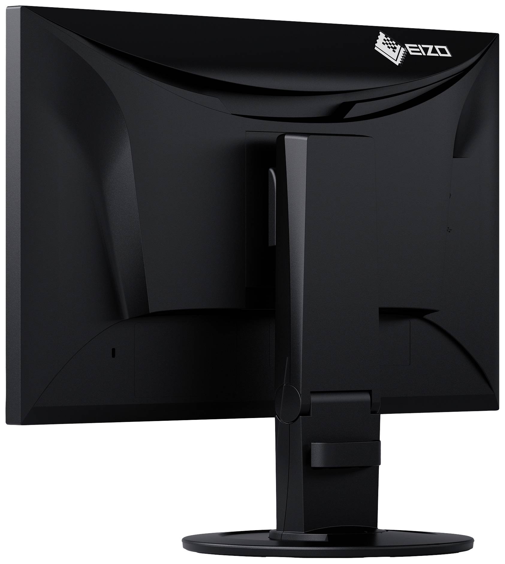 Un monitor nero visto da dietro, con il logo del marchio visibile in alto a destra. Il monitor è poggiato su un supporto stabile.