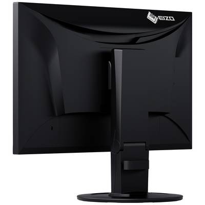 Un monitor nero visto da dietro, con il logo del marchio visibile in alto a destra. Il monitor è poggiato su un supporto stabile.
