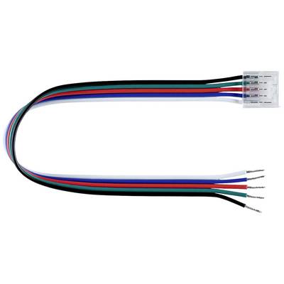 'Cavo piatto con fili a cinque colori che terminano in un connettore in plastica. Adatto per connessioni elettroniche.'