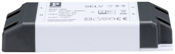 Paulmann 79968 Power Supply 24V DC 20VA IP20 Generatore di tensione costante LED 20 W (max) 830 mA 24 230 V (L x A x P) 42 x 20 x 120 mm 1 pz.
