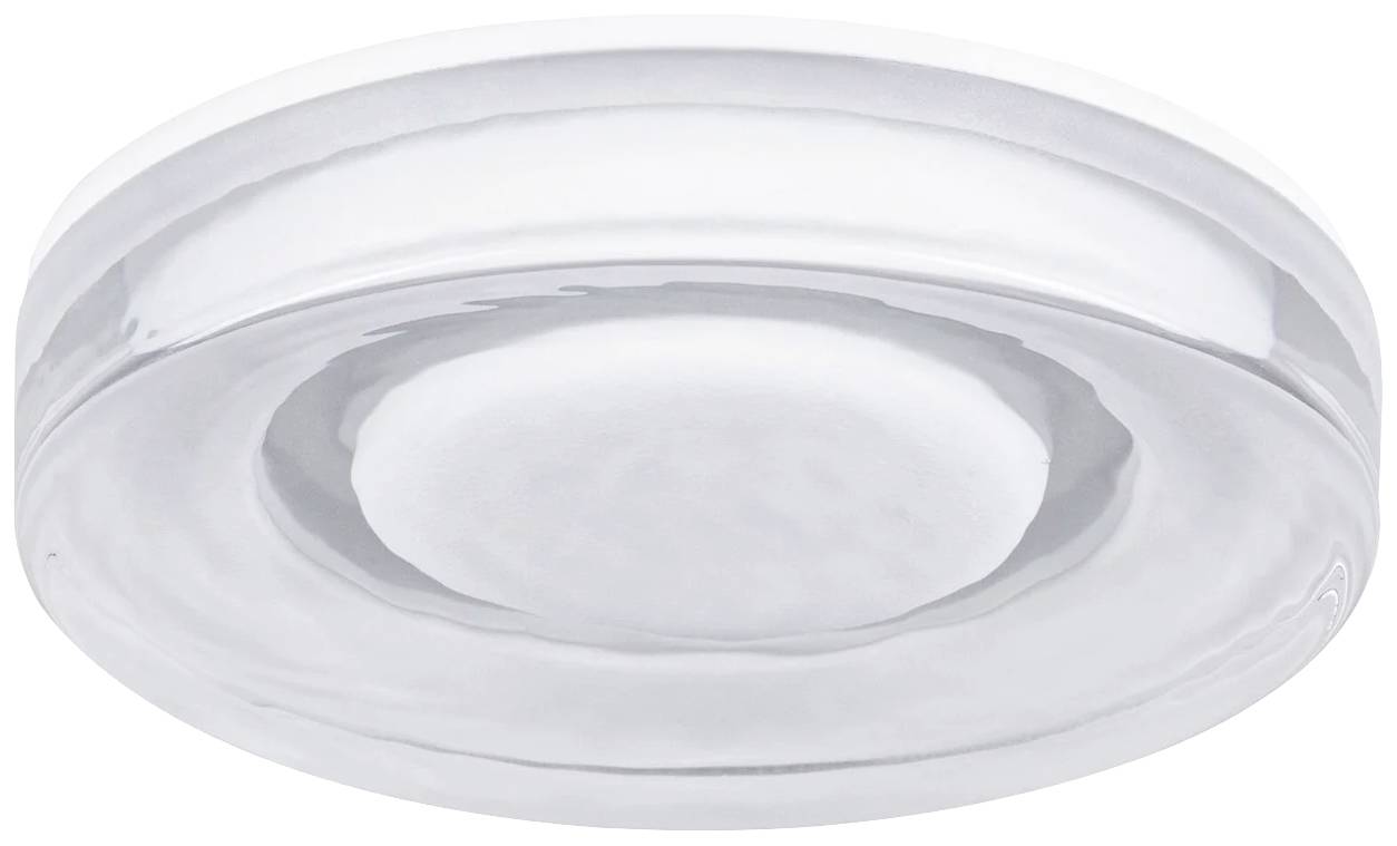 Una plafoniera rotonda dal design semplice e moderno in argento e bianco. Adatta per l'illuminazione interna.