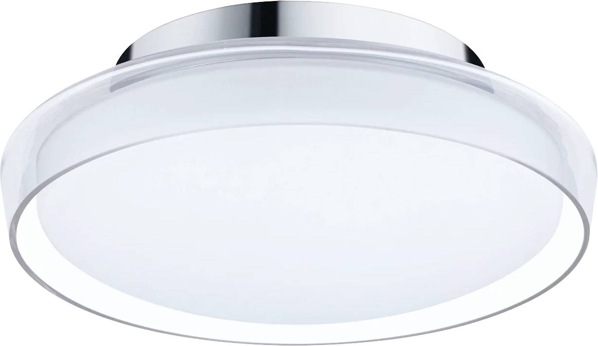 Un'applique rotonda e piatta con cornice argentata e diffusore bianco, che incarni un design moderno.