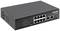 Un switch di rete nero Intellinet con otto porte Ethernet e due ulteriori connessioni di rete.