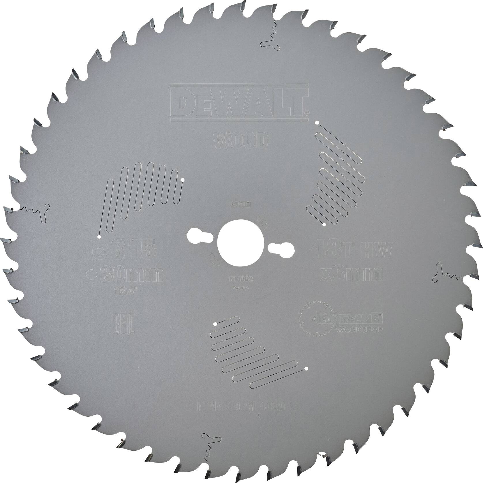 Una lama circolare d'argento con denti distribuiti uniformemente. È progettata per lavori di falegnameria precisi.