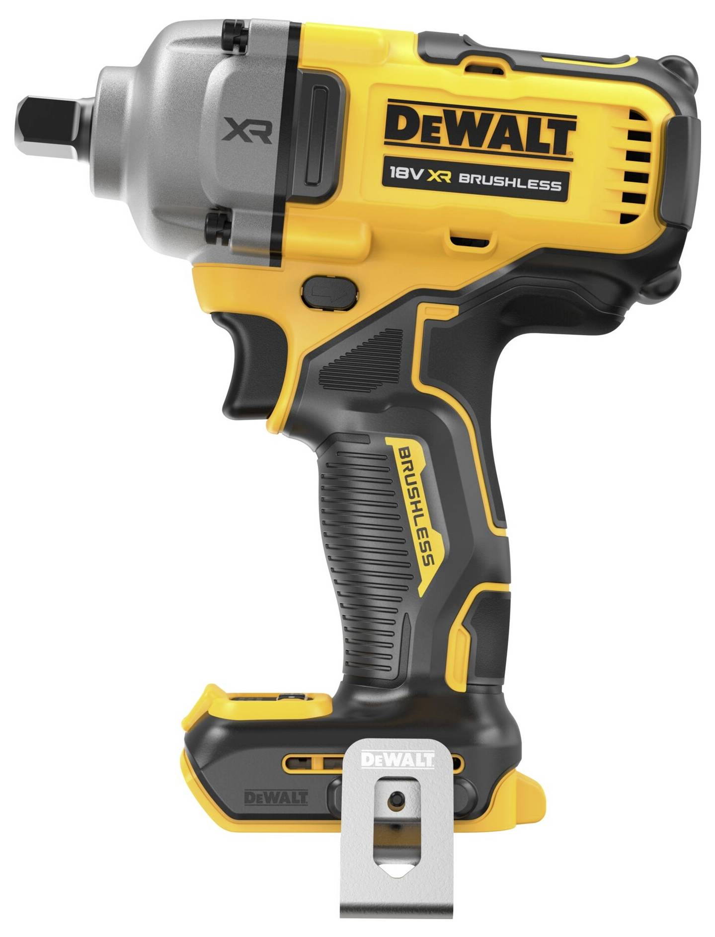 Avvitatore a percussione in nero e giallo, marca 'DeWalt', con tecnologia XR Brushless da 18V, per serrare e allentare viti.