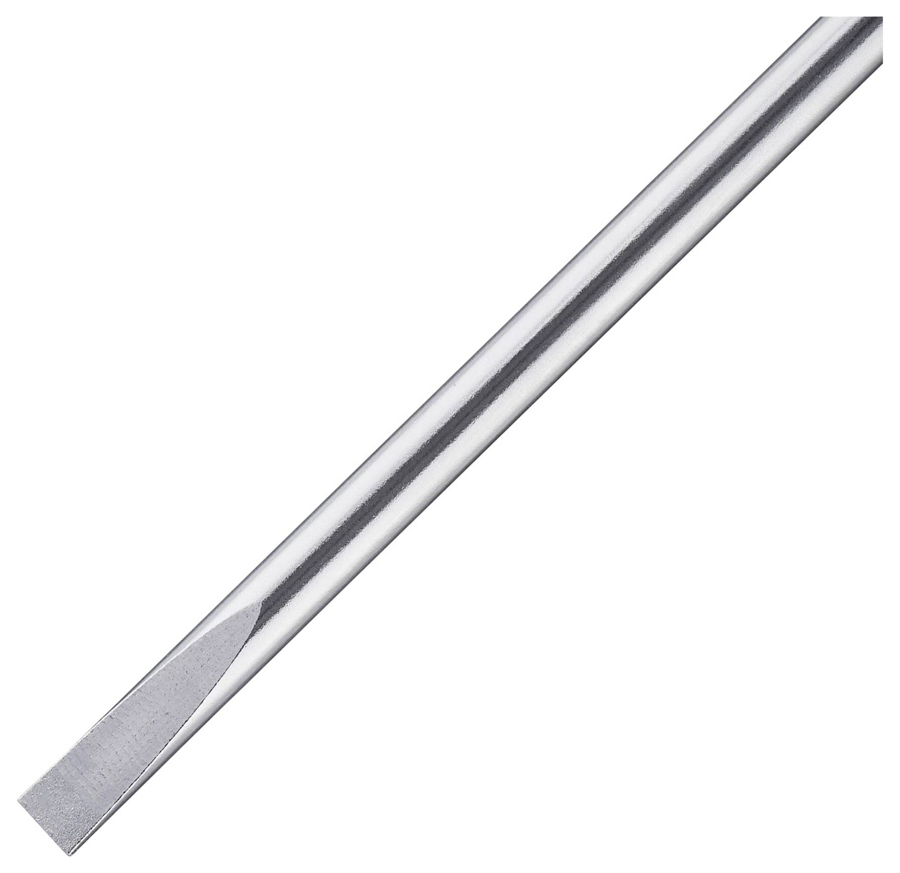 Un cesello metallico con taglio affilato e manico lungo e liscio.